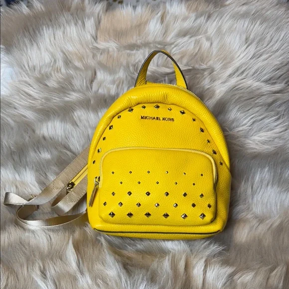 Michael Kors Vibrant Yellow Studded Backpack - Picture 1 of 6